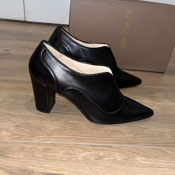 NWT ANTHROPOLOGIE Jon Josef Mamas Black Leather Pointed Toe Heeled Shoes Size 5 - Picture 5 of 8